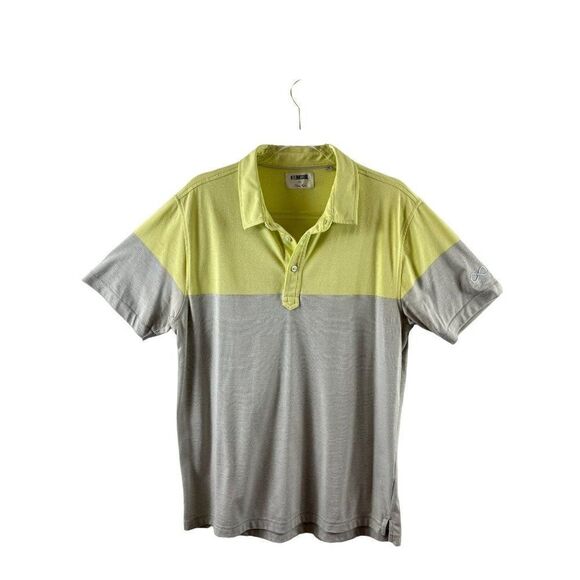 Linksoul Dora Color Block Casual Golf Polo Medium Citron Gray The Loop Logo - Picture 2 of 9